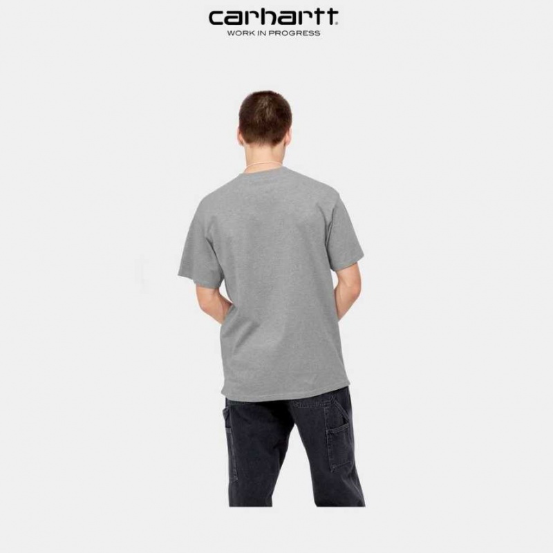 Carhartt Wip Script Embroidery T-Shirt Grey Heather | TH0002325