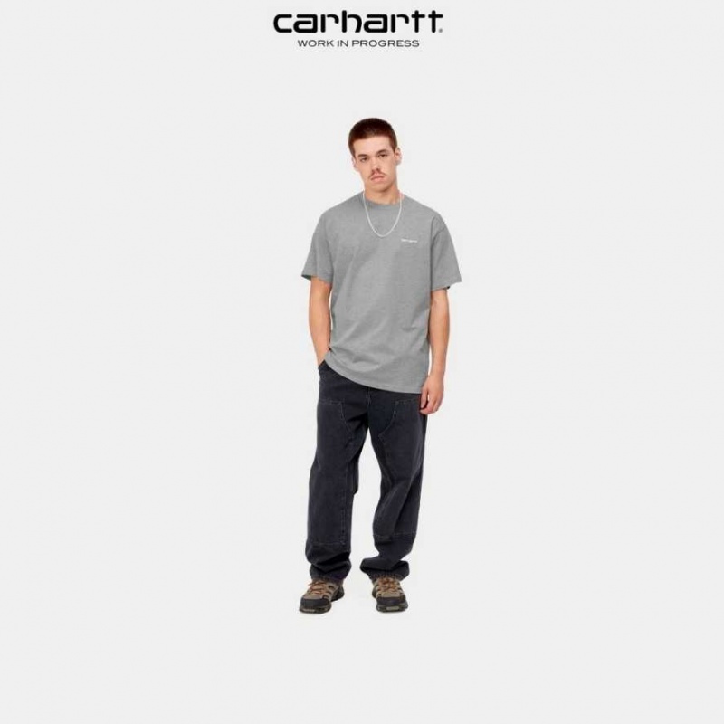 Carhartt Wip Script Embroidery T-Shirt Grey Heather | TH0002325