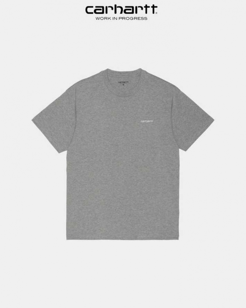 Carhartt Wip Script Embroidery T-Shirt Grey Heather | TH0002325