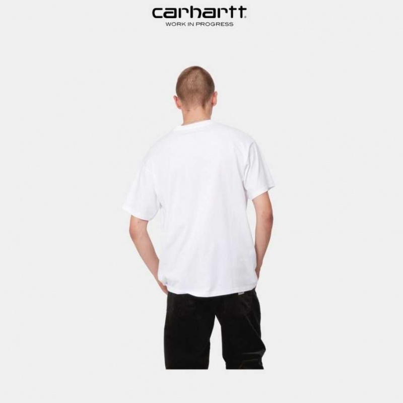 Carhartt Wip Script Embroidery T-Shirt White | TH0002326