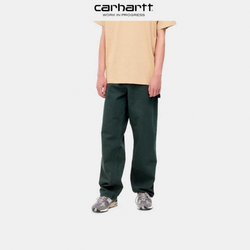 Carhartt Wip Single Knee Pant - Hickory Stripe Juniper / Blue (garment dyed) | TH0001542