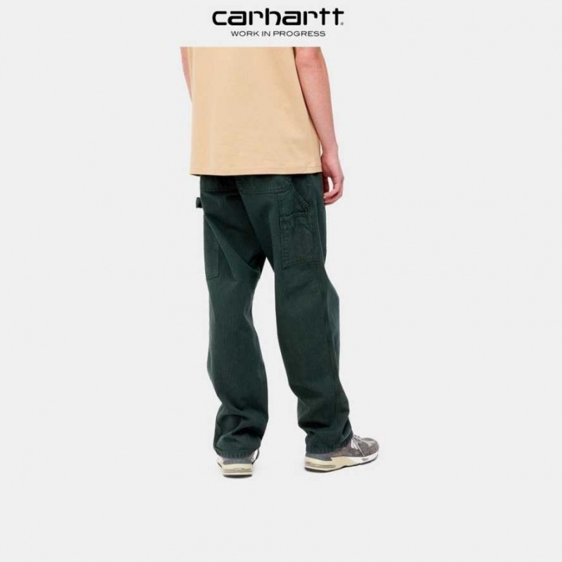 Carhartt Wip Single Knee Pant - Hickory Stripe Juniper / Blue (garment dyed) | TH0001542