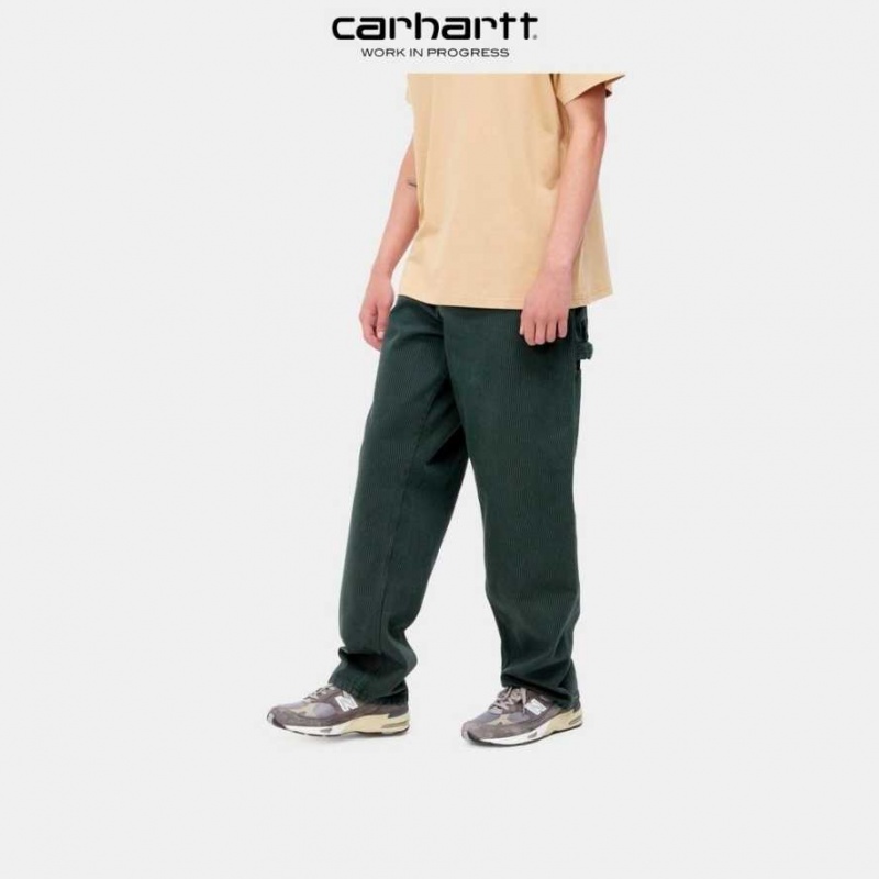 Carhartt Wip Single Knee Pant - Hickory Stripe Juniper / Blue (garment dyed) | TH0001542