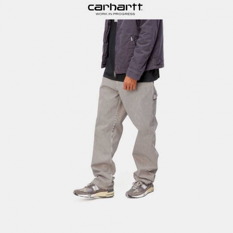 Carhartt Wip Single Knee Pant - Hickory Stripe White / Blue | TH0001543