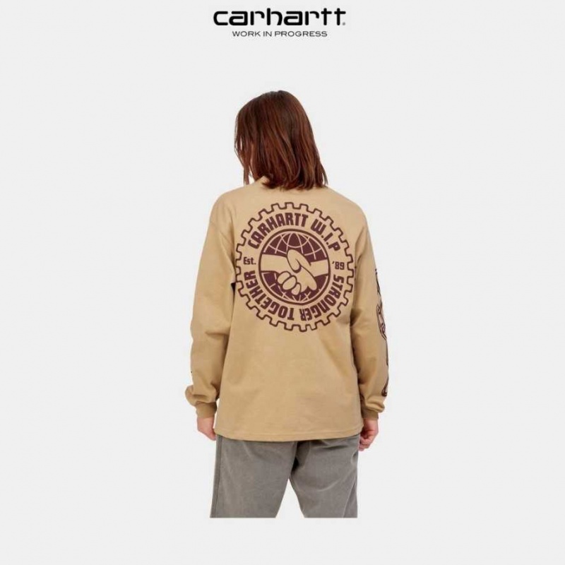 Carhartt Wip Stronger Long Sleeve T-Shirt Dusty Hamilton Brown | TH0002343