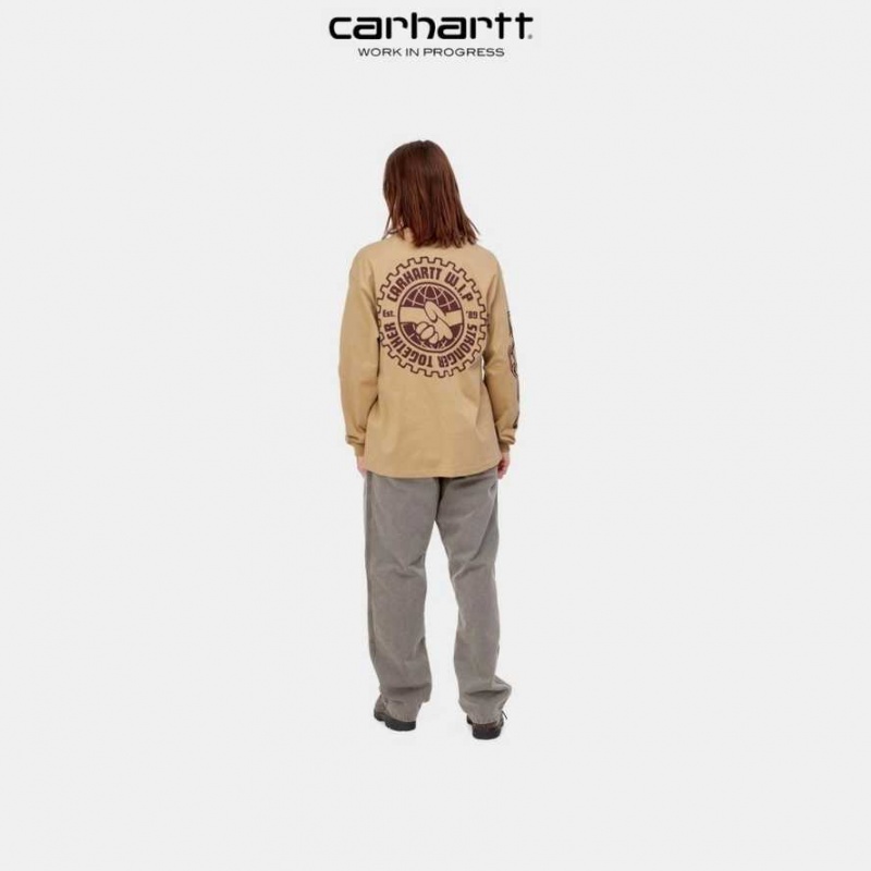 Carhartt Wip Stronger Long Sleeve T-Shirt Dusty Hamilton Brown | TH0002343