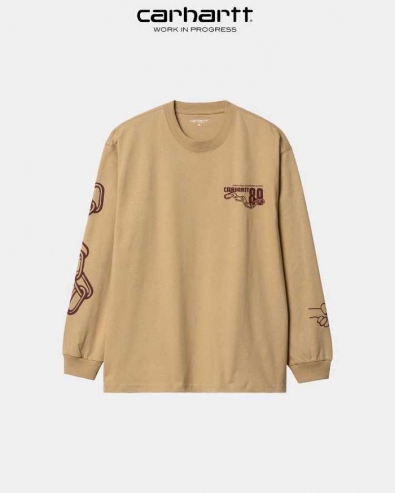 Carhartt Wip Stronger Long Sleeve T-Shirt Dusty Hamilton Brown | TH0002343