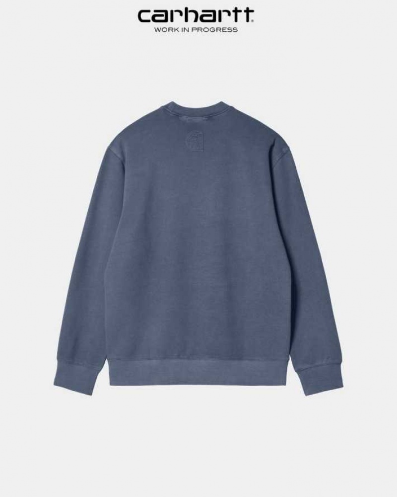 Carhartt Wip Verse Script Sweatshirt Storm Blue | TH0000369