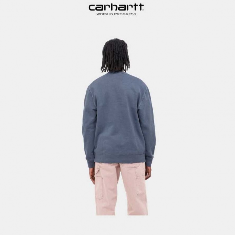 Carhartt Wip Verse Script Sweatshirt Storm Blue | TH0000369