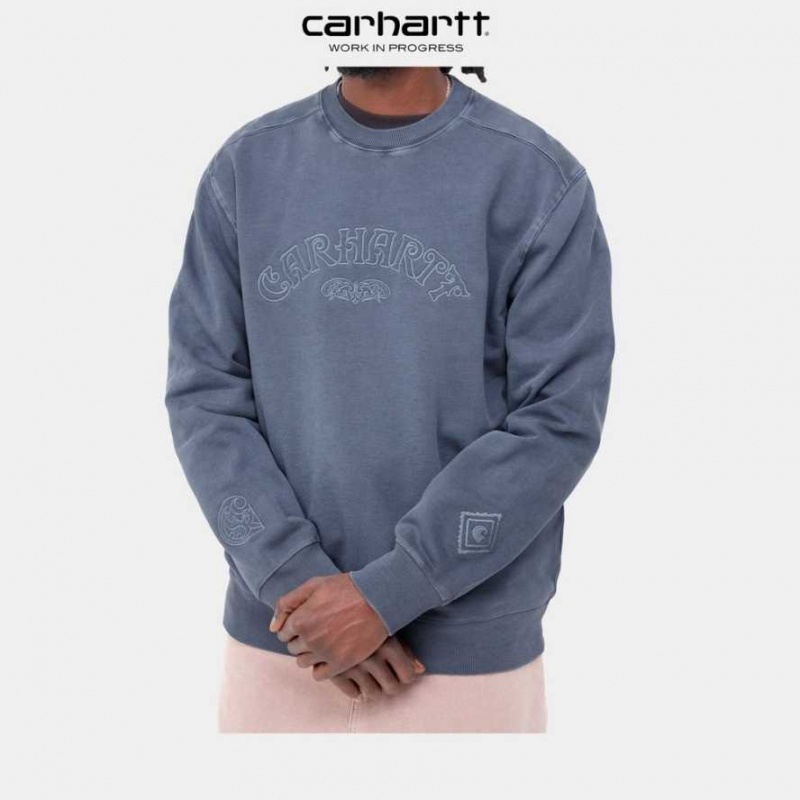 Carhartt Wip Verse Script Sweatshirt Storm Blue | TH0000369