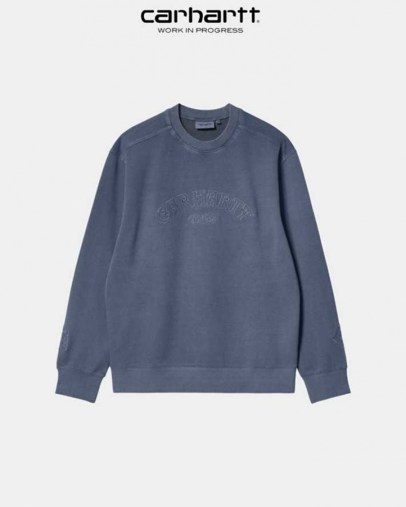 Carhartt Wip Verse Script Sweatshirt Storm Blue | TH0000369