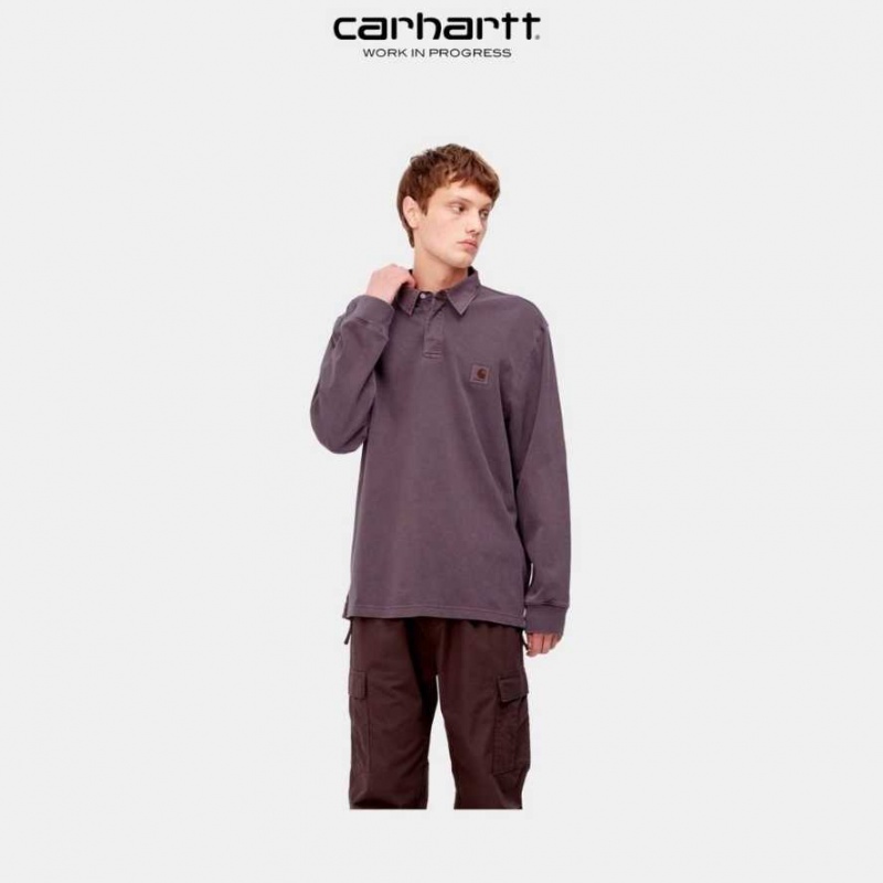 Carhartt Wip Vista Long Sleeve Rugby Shirt Dark Plum | TH0002368