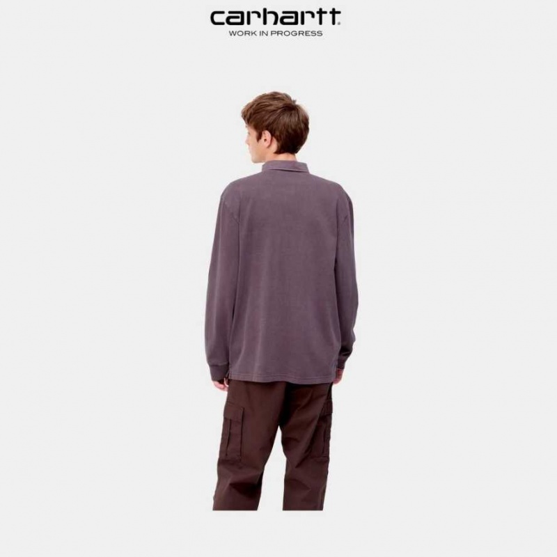 Carhartt Wip Vista Long Sleeve Rugby Shirt Dark Plum | TH0002368