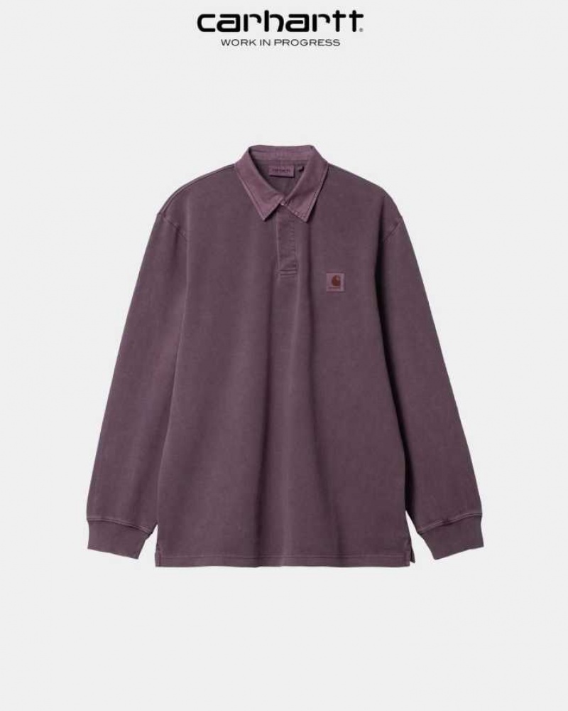 Carhartt Wip Vista Long Sleeve Rugby Shirt Dark Plum | TH0002368