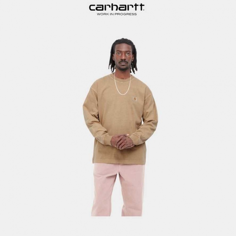 Carhartt Wip Vista Long Sleeve T-Shirt Dusty Hamilton Brown | TH0002370