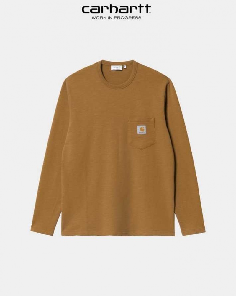 Carhartt Wip WIP x Quartersnacks Slub Yarn Pocket T-Shirt Hamilton Brown Heather | TH0002132